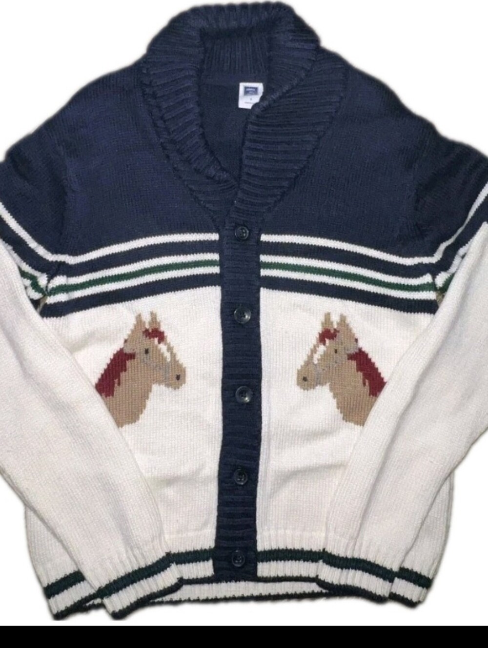 Janie and Jack equestrian horse shawl-collared pullover size 6